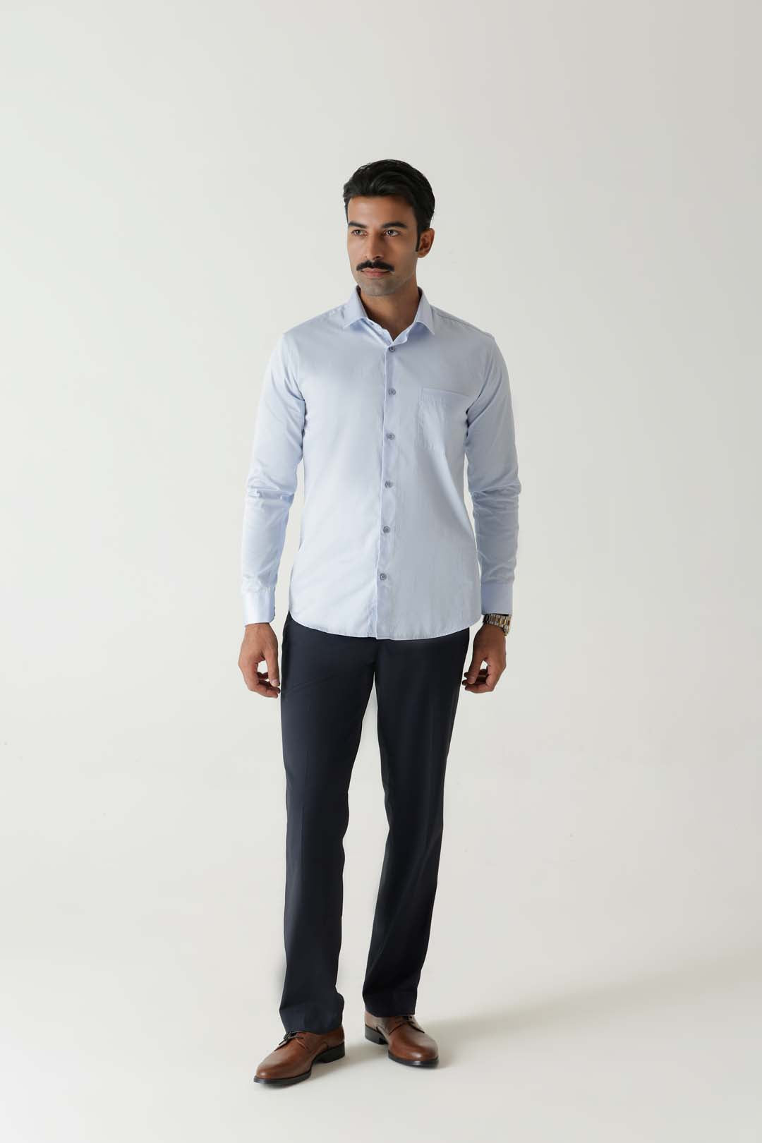 Terry Rayon Navy Dobby Structure Comfort Regular Formal Trouser