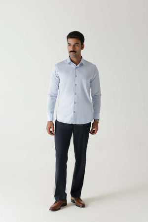 Terry Rayon Navy Dobby Structure Comfort Regular Formal Trouser