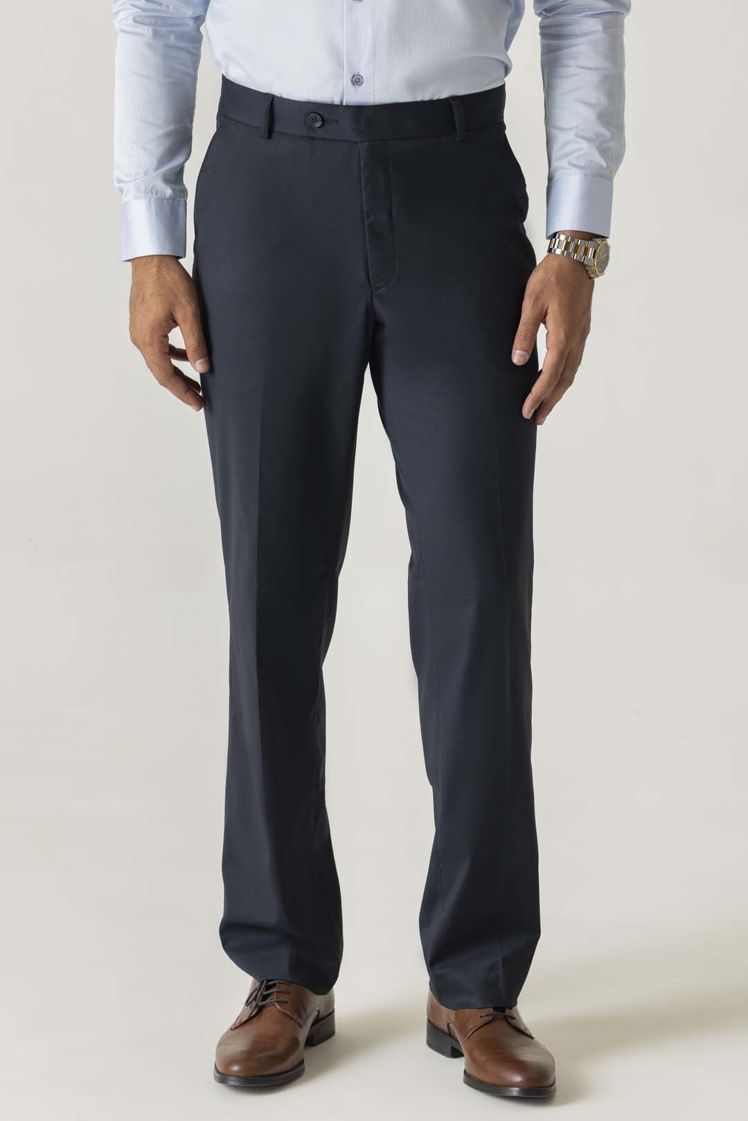 Terry Rayon Navy Dobby Structure Comfort Regular Formal Trouser
