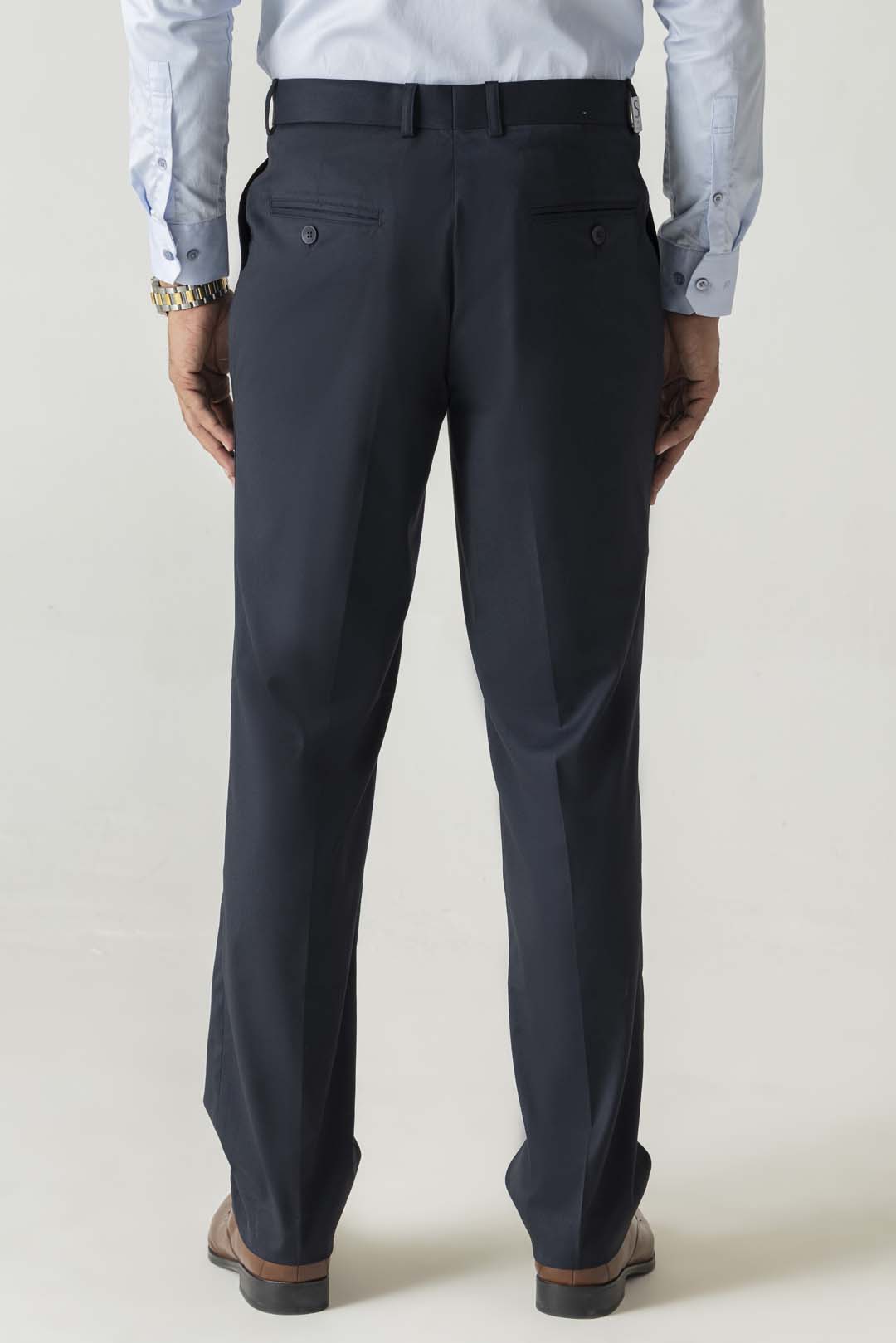 Terry Rayon Navy Dobby Structure Comfort Regular Formal Trouser