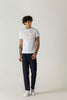 Mercerised Cotton White Nautical Crew Neck T-Shirt
