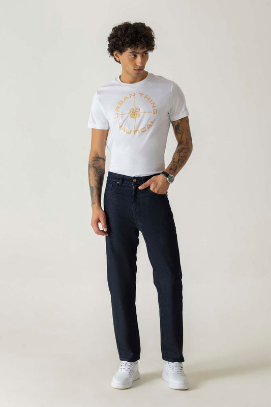 Cotton Raw Blue Relaxed Straight Indigo Jeans