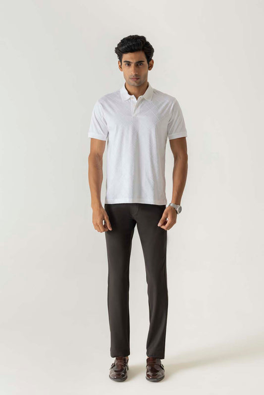 Flock Logo Print White Colour Polo T-Shirt
