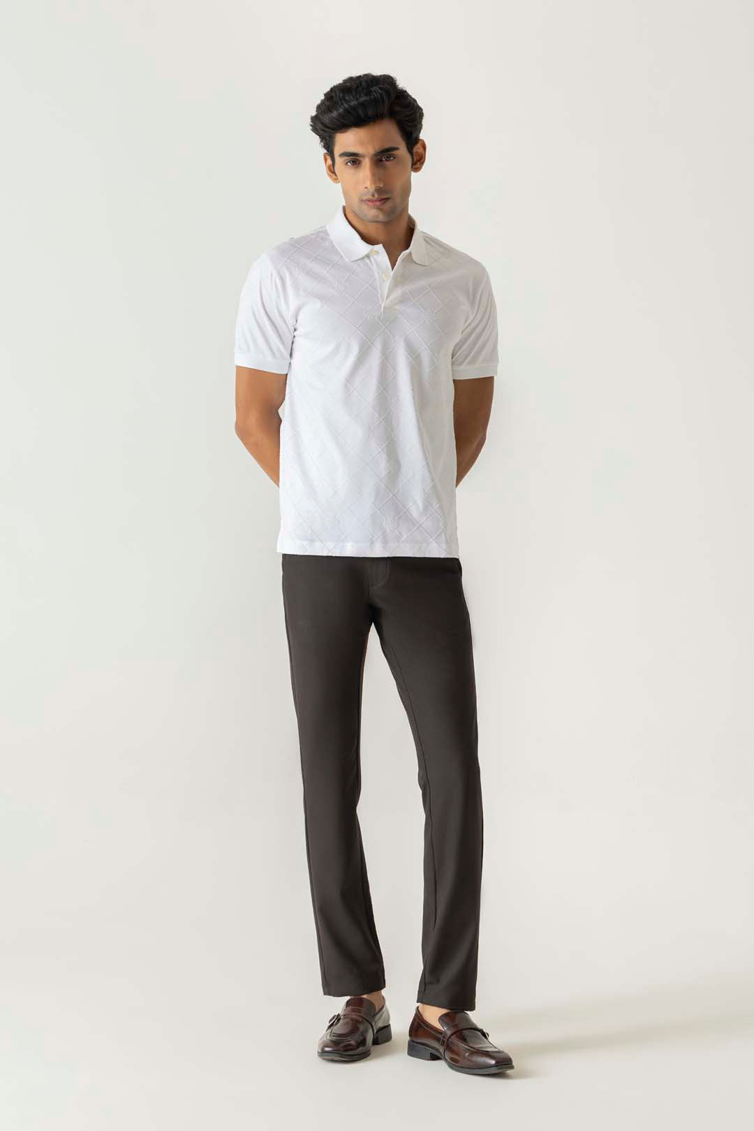 Flock Logo Print White Colour Polo T-Shirt