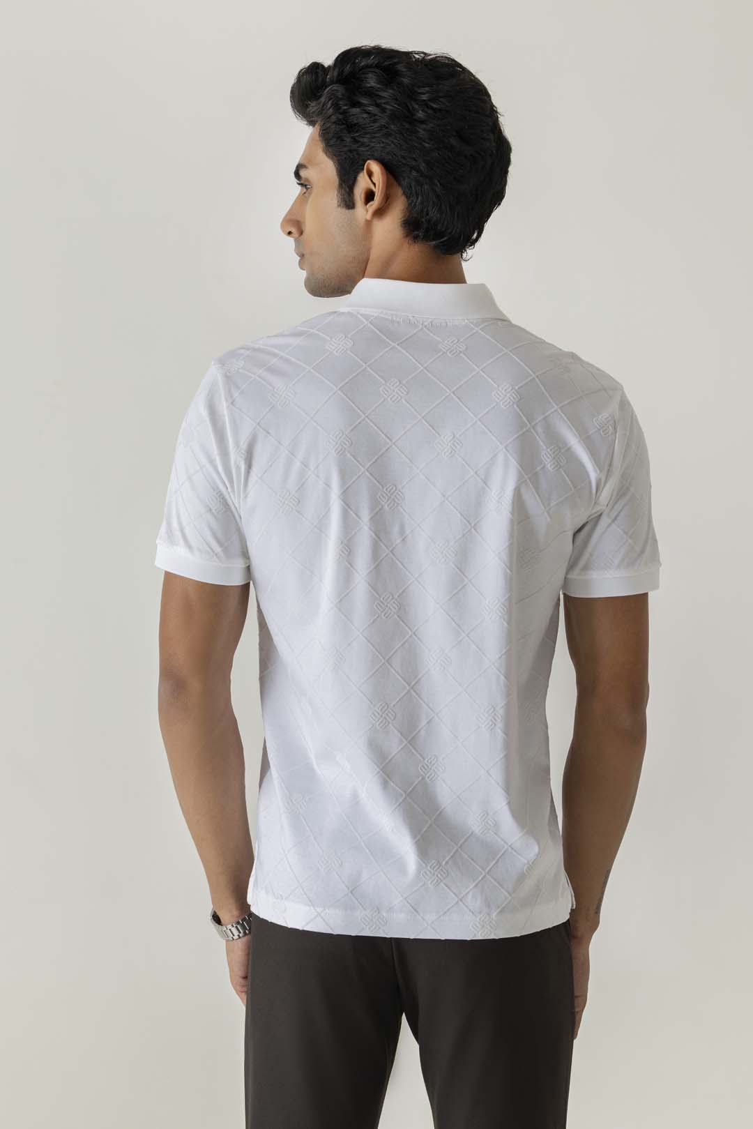 Flock Logo Print White Colour Polo T-Shirt