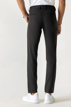 Comfort Adjustable Waistband Slim Straight Brown Colour Travel Trouser