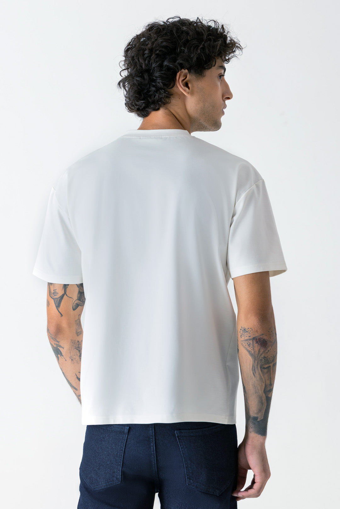 Icon HD Raised Print White Colour Crew Neck Oversized T-Shirt