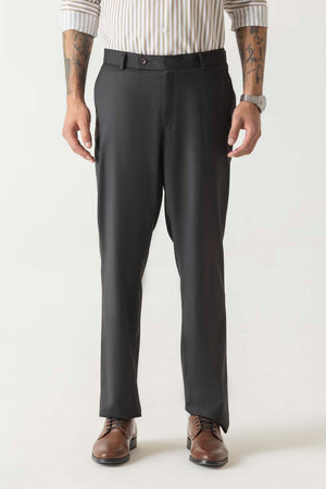 Terry Rayon Brown Dobby Structure Comfort Regular Formal Trouser