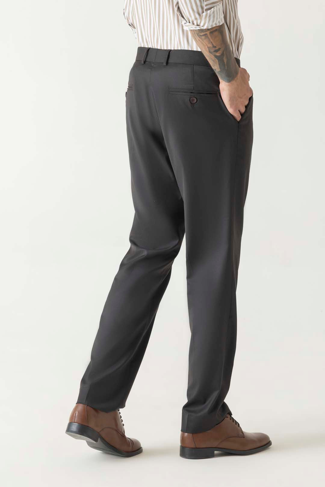 Terry Rayon Brown Dobby Structure Comfort Regular Formal Trouser
