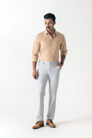 Poly Viscose Light Grey Slim Straight Travel Milan Comfort Trouser