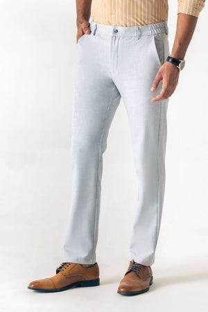 Poly Viscose Light Grey Slim Straight Travel Milan Comfort Trouser