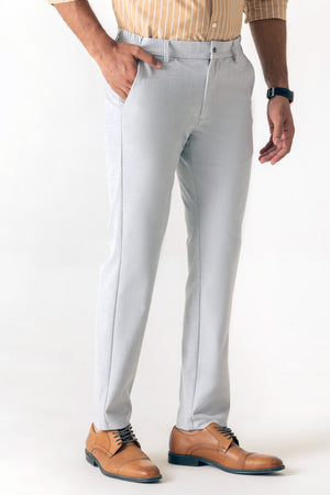 Poly Viscose Light Grey Slim Straight Travel Milan Comfort Trouser