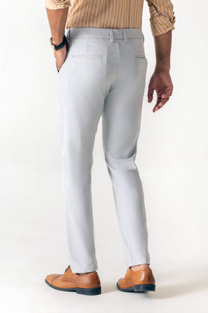 Poly Viscose Light Grey Slim Straight Travel Milan Comfort Trouser
