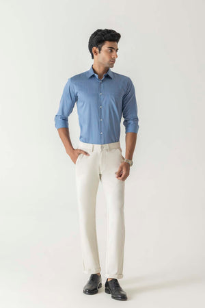 Natural Fiber Ecru Slim Fit Adjustable Waistband Trouser