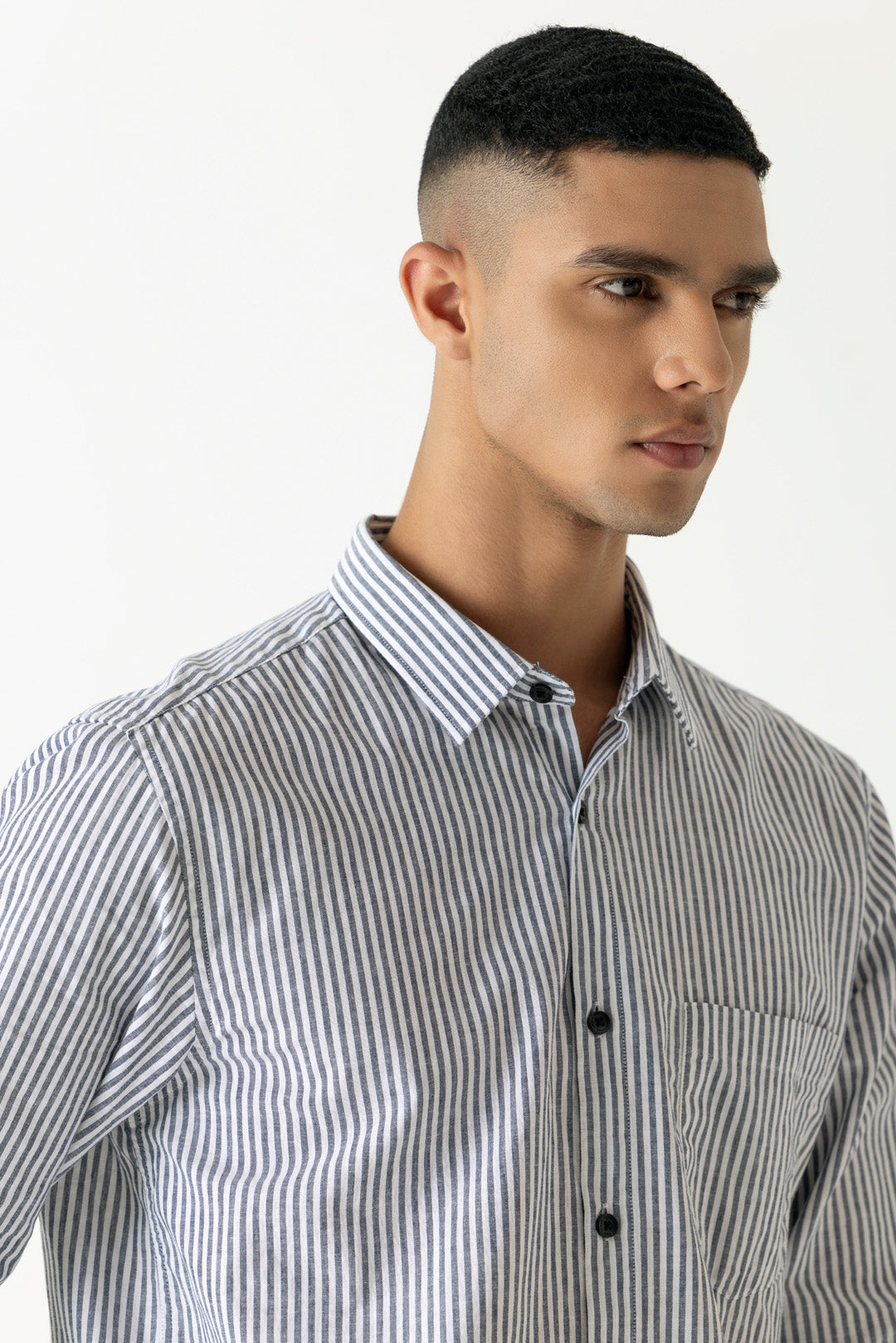 Cotton Linen Sky Stripe Regular Fit Shirt