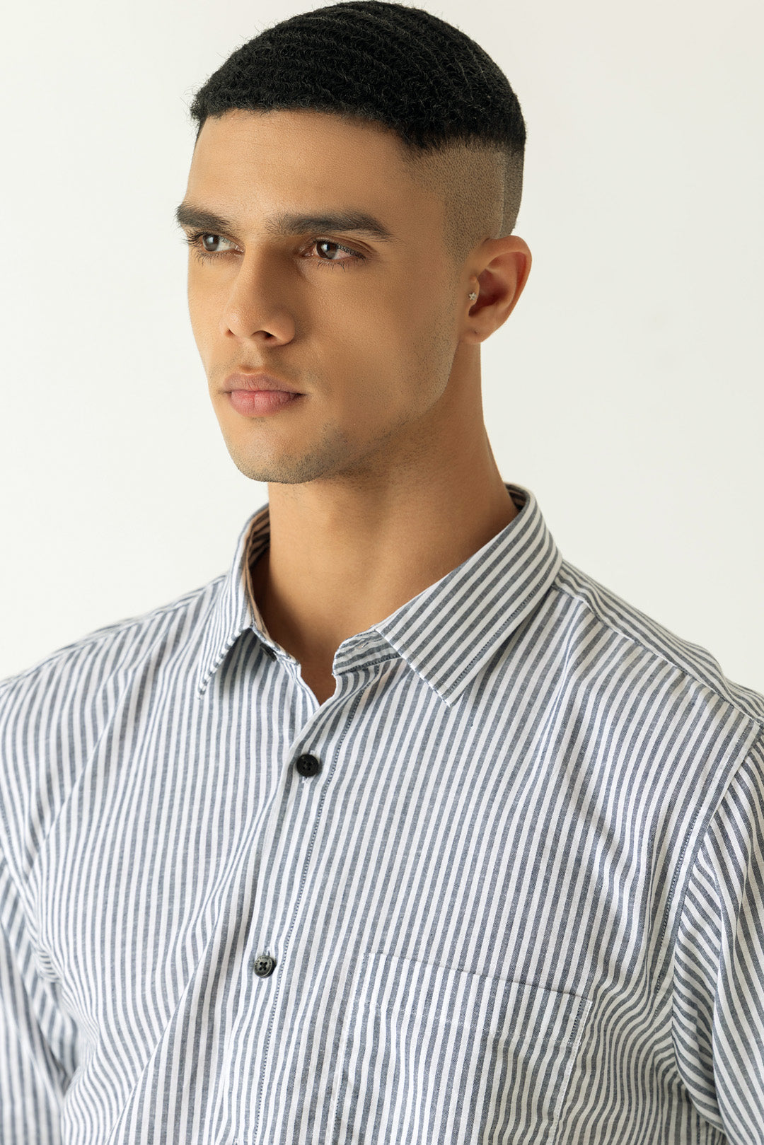 Cotton Linen Sky Stripe Regular Fit Shirt