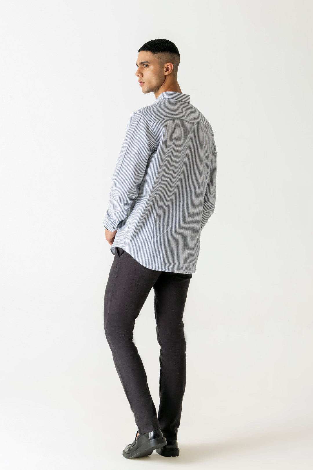 Cotton Linen Sky Stripe Regular Fit Shirt