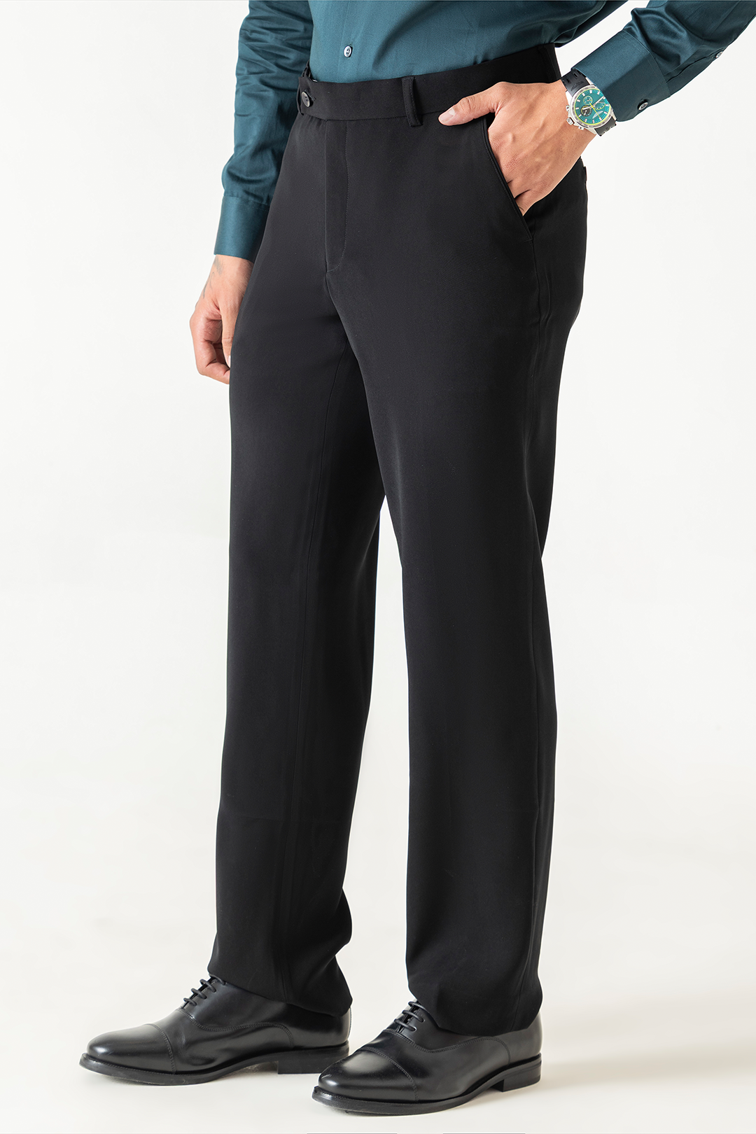 Super Black Colour Comfort Straight Trousers