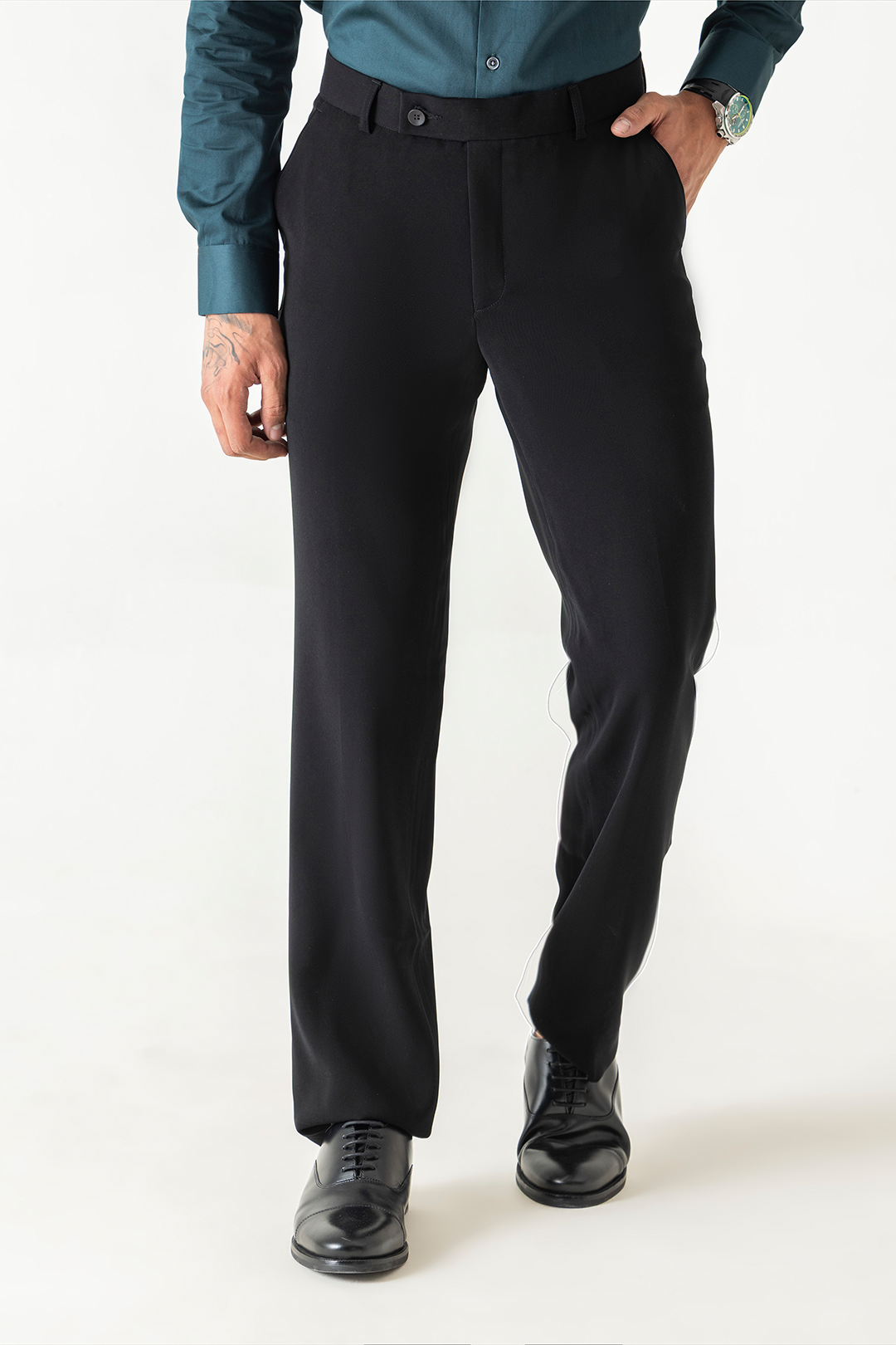 Super Black Colour Comfort Straight Trousers