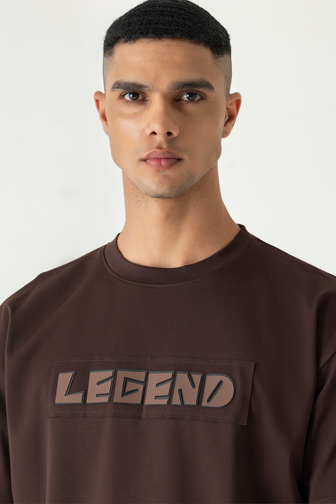 Legend Print Brown Colour Crew Neck Oversized T-Shirt